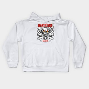 Hardcore Garage - Skull Crossed Wrenches and Pistons Kids Hoodie